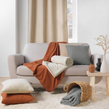 Červenooranžová fleecová deka 125x150 cm Curly Wooly – douceur d'intérieur – Obrázok 4