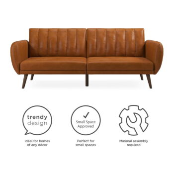 Oranžová rozkladacia pohovka z imitácie kože 207 cm Brittany - Novogratz – Obrázok 10