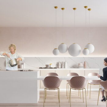 Závesné svietidlo v zlatej farbe so skleneným tienidlom ø 30 cm Cezab – Nice Lamps - Image 5