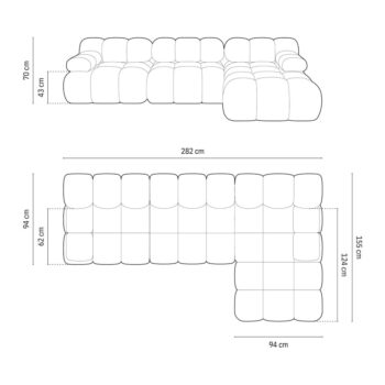 Antracitovosivá modulárna rohová pohovka z textílie bouclé (pravý roh) Bellis – Micadoni Home - Image 8