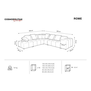 Žltá rohová pohovka (variabilná) Rome - Cosmopolitan Design - Image 6