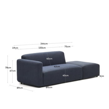 Tmavomodrá pohovka 244 cm Neom – Kave Home - Image 3