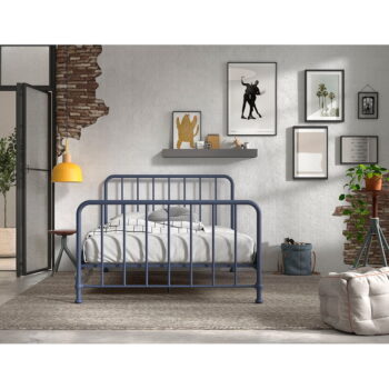 Modrá kovová dvojlôžková posteľ s roštom 140x200 cm BRONXX – Vipack – Obrázok 4