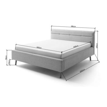 Sivá čalúnená dvojlôžková posteľ s úložným priestorom s roštom 160x200 cm Lotte - Meise Möbel - Image 10