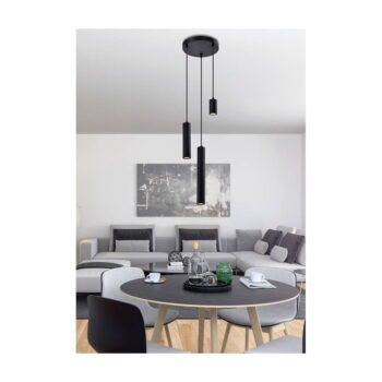 Čierne závesné svietidlo s kovovým tienidlom Tubo - Candellux Lighting - Image 2
