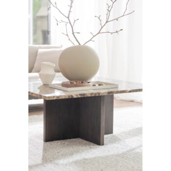 Hnedý mramorový konferenčný stolík 90x90 cm Brooksville - Rowico – Obrázok 8