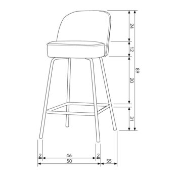 Kaki zamatová barová stolička 89 cm Vogue – BePureHome - Image 3