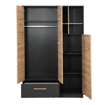 Detská šatníková skriňa v dekore duba v antracitovo–prírodnej farbe 132x195 cm Lenn – Roba - Image 4