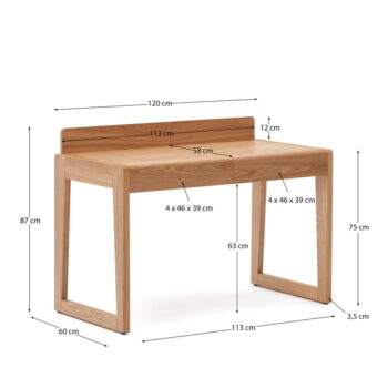 Pracovný stôl s doskou v dekore jaseňového dreva 60x120 cm Arandu – Kave Home - Image 5
