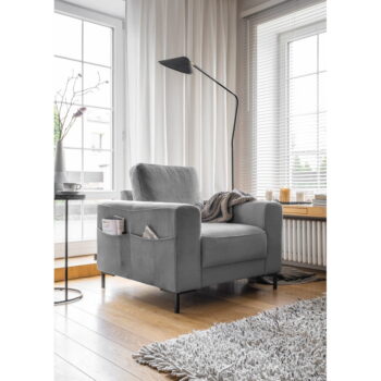 Sivé menčestrové kreslo Lofty Lilly – Miuform - Image 3