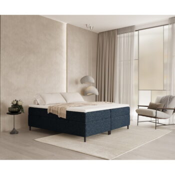 Tmavomodrá boxspring posteľ s úložným priestorom 200x200 cm Araya – Maison de Rêve - Image 8