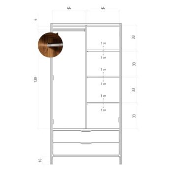 Šatníková skriňa z dubového dreva v prírodnej farbe 96x188 cm Twig – The Beds - Image 5