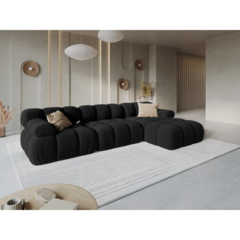 Čierna zamatová pohovka 285 cm Bellis – Micadoni Home – Obrázok 7