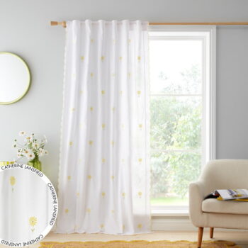 Žltá/biela záclona 140x122 cm Lorna Embroidered Daisy – Catherine Lansfield - Image 4