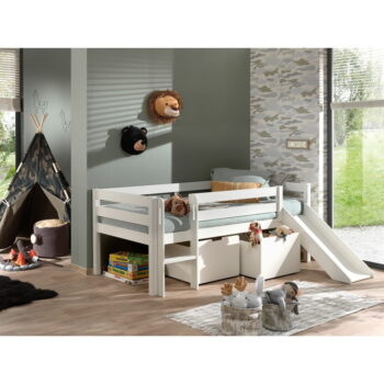 Biela detská vyvýšená posteľ so šmykľavkou Vipack Pino, 90 x 200 cm - Image 5