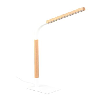 LED stmievateľná stolová lampa v bielej a prírodnej farbe s dreveným tienidlom (výška 73,5 cm) Norris – Trio – Obrázok 2