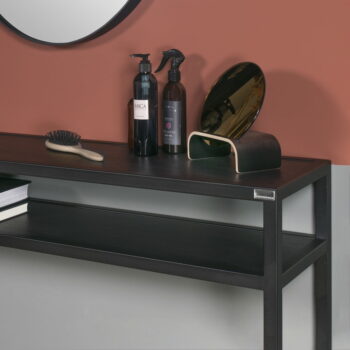 Čierny konzolový stolík s doskou z dubového dreva 30x120 cm Daniël – Spinder Design - Image 6