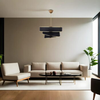 Závesné svietidlo v čierno-zlatej farbe s textilným tienidlom ø 40 cm Couper – Opviq lights - Image 2