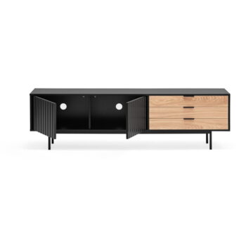 TV stolík v dekore duba v čierno-prírodnej farbe 180x52 cm Sierra – Teulat - Image 4