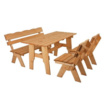 Záhradný jedálenský set z borovicového dreva v prírodnej farbe pre 4 Black Forest – Garden Pleasure - Image 4