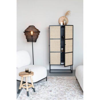 Čierna ratanová vysoká komoda 70x145 cm Guuji - White Label – Obrázok 4