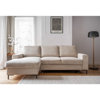 Béžová menčestrová rozkladacia rohová pohovka (ľavý roh) Lofty Lilly – Miuform - Image 5