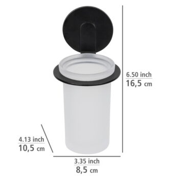 Matne čierny samodržiaci sklenený téglik na zubné kefky Bivio – Wenko - Image 8