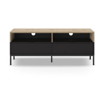 TV stolík v dekore duba v čierno-prírodnej farbe 140x55 cm Marion – Marckeric