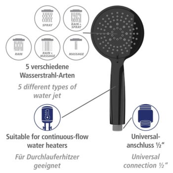 Čierny sprchový set z nerezovej ocele 66 cm Young - Wenko - Image 8
