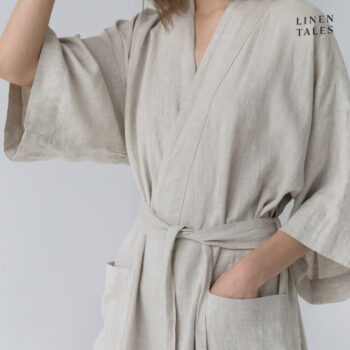 Béžový ľanový župan veľkosť L/XL Summer - Linen Tales - Image 8