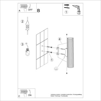 Čierne nástenné svietidlo Gleam – Nice Lamps - Image 3