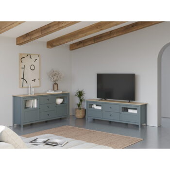 Zelená nízka komoda z borovicového dreva 180x80 cm Misti – Marckeric - Image 2