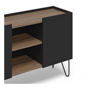Hnedo-čierna nízka komoda v dekore orecha 180x83 cm Nina – TemaHome – Obrázok 5