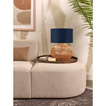 Stolová lampa s textilným tienidlom v tmavo modro-prírodnej farbe (výška 48 cm) Kalahari – Good&Mojo - Image 3