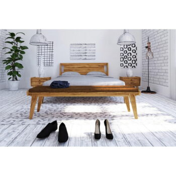 Lavica z dubového dreva s oranžovým sedákom Retro - The Beds – Obrázok 3