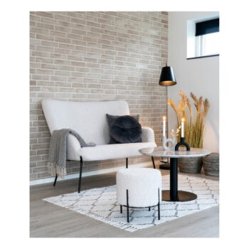Bielo–čierny okrúhly konferenčný stolík s doskou v dekore mramoru 70x70 cm Bolzano – House Nordic - Image 5