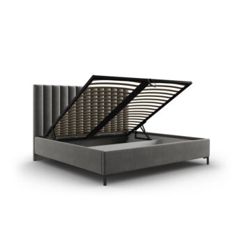 Sivá čalúnená dvojlôžková posteľ s úložným priestorom s roštom 160x200 cm Casey – Mazzini Beds - Image 3