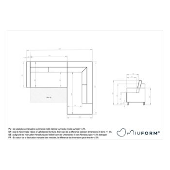 Tmavozelená menčestrová rozkladacia rohová pohovka (pravý roh) Lofty Lilly – Miuform - Image 2