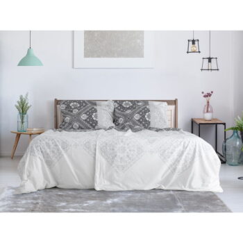 Bielo-sivé krepové obliečky na jednolôžko 140x200 cm Top Class –  B.E.S.