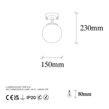 Stropné svietidlo v bielej a bronzovej farbe so skleneným tienidlom ø 15 cm Atmaca – Opviq lights - Image 7