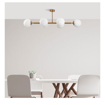 Stropné svietidlo v bielo-zlatej farbe so skleneným tienidlom 40x110 cm Fazli – Opviq lights - Image 3