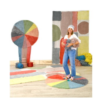Prateľný ručne tkaný vlnený detský koberec ø120 cm Pie Chart – Lorena Canals – Obrázok 7