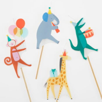 Tortové sviečky v súprave 4 ks Animal Parade – Meri Meri – Obrázok 3