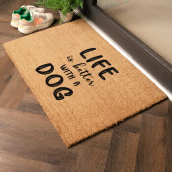 Rohožka z kokosového vlákna 40x60 cm Life Is Better With & Dog – Artsy Doormats - Image 5