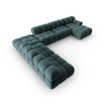 Zamatová pohovka v petrolejovej farbe 379 cm Bellis – Micadoni Home - Image 3