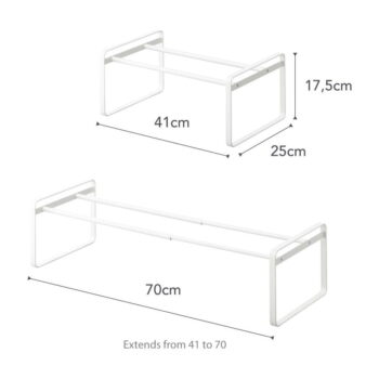 Biela kovová teleskopická polica na topánky Kobe - YAMAZAKI – Obrázok 5