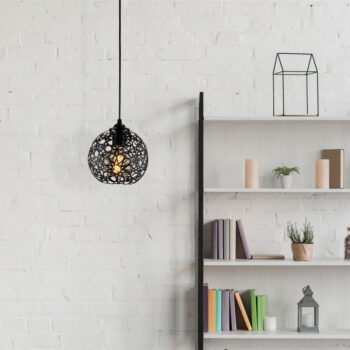 Čierne závesné svietidlo s kovovým tienidlom ø 17 cm Fellini – Opviq lights - Image 2