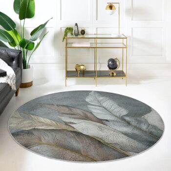 Zeleno-sivý prateľný okrúhly koberec ø 120 cm Dusty Leaves – Mila Home - Image 6