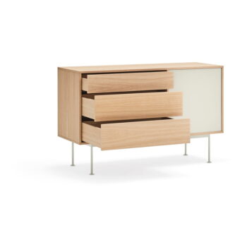 Krémovobiela komoda v dubovom dekore Teulat Yoko, šírka 128 cm - Image 3