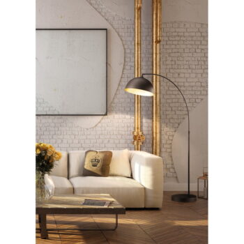 Čierna stojacia lampa s kovovým tienidlom (výška 200 cm) Leitung – Fischer & Honsel - Image 2
